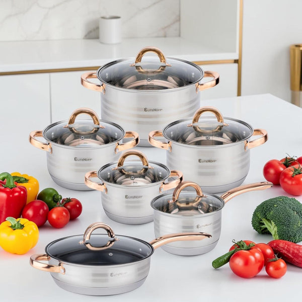 Batería de cocina · 12 piezas acero inoxidable