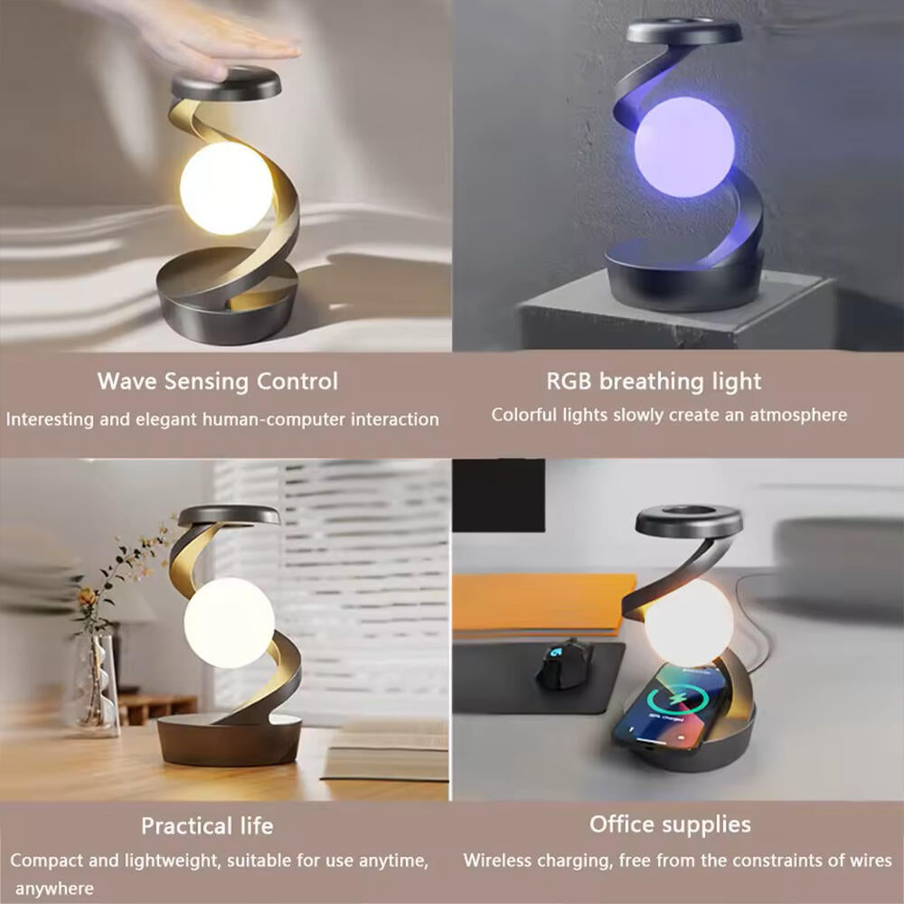 Lámpara ESENEA con luz LED de colores encendida