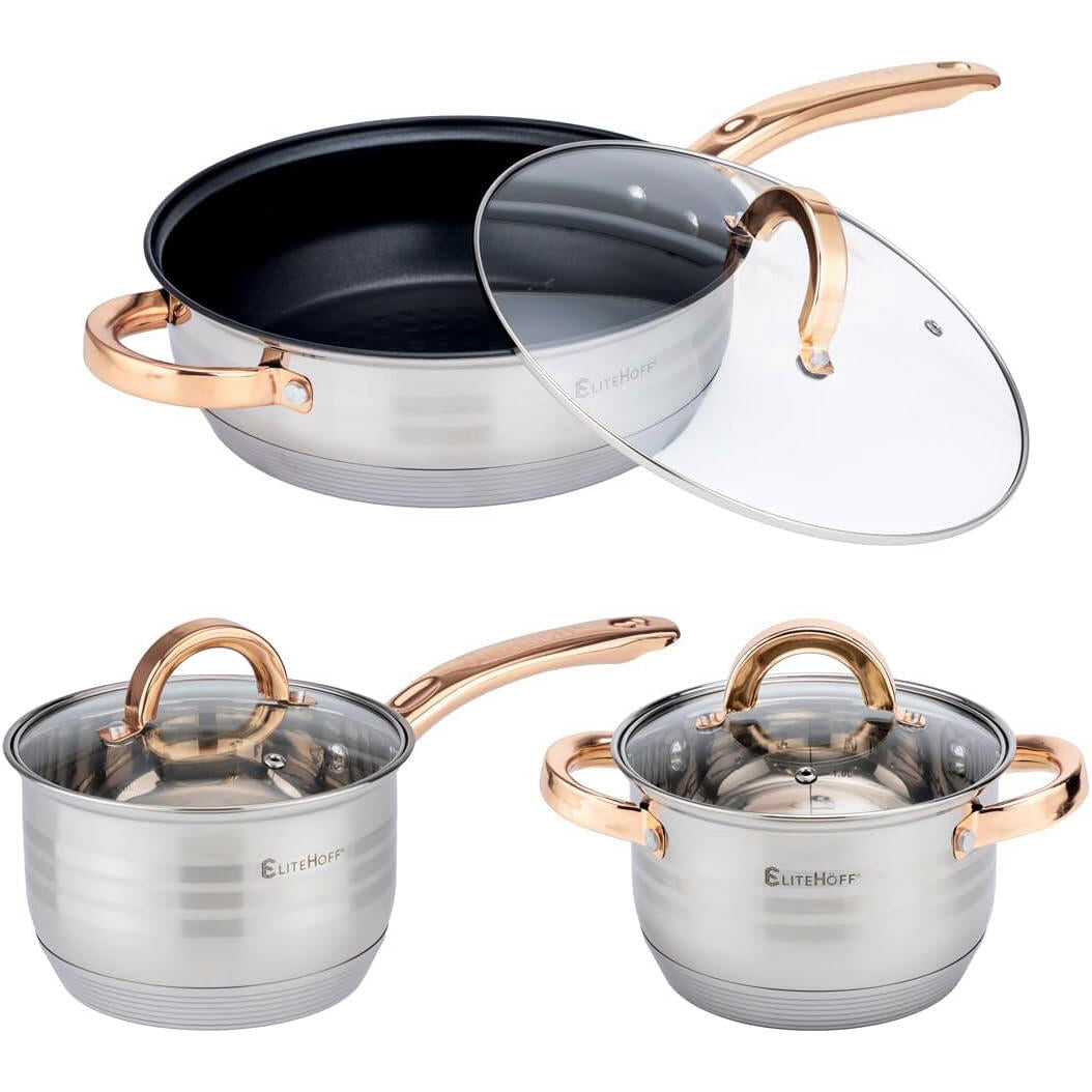 Batería de cocina · 12 piezas acero inoxidable