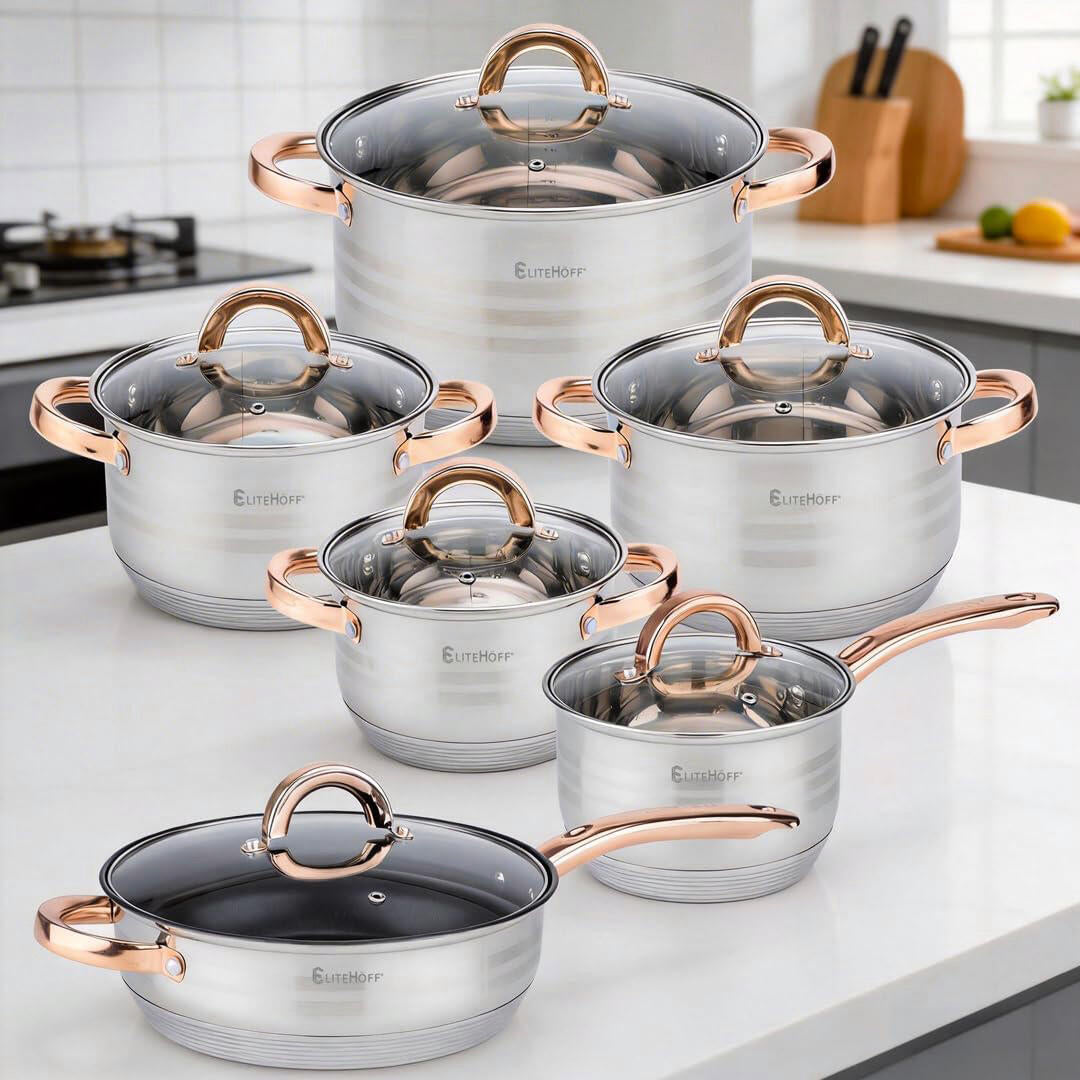 Batería de cocina · 12 piezas acero inoxidable