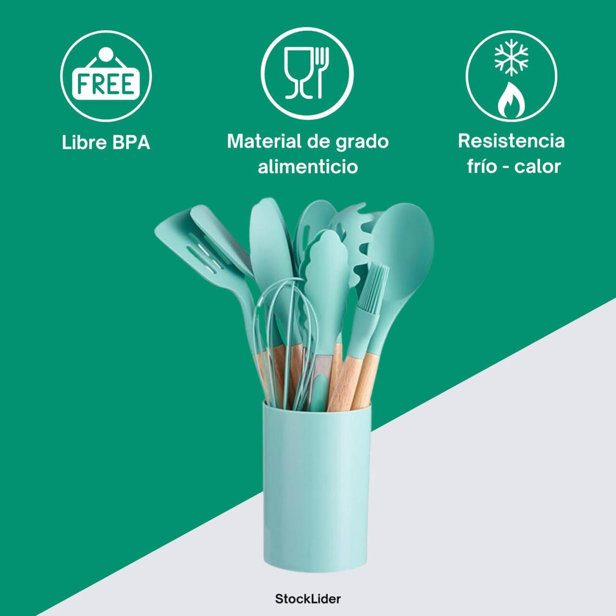 Set de utensilios de cocina de silicona, 12 piezas · ESENEA