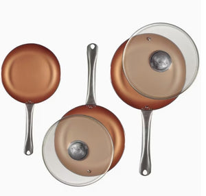 Set de sartenes antiadherentes acabado cobre, 3 piezas · ESENEA