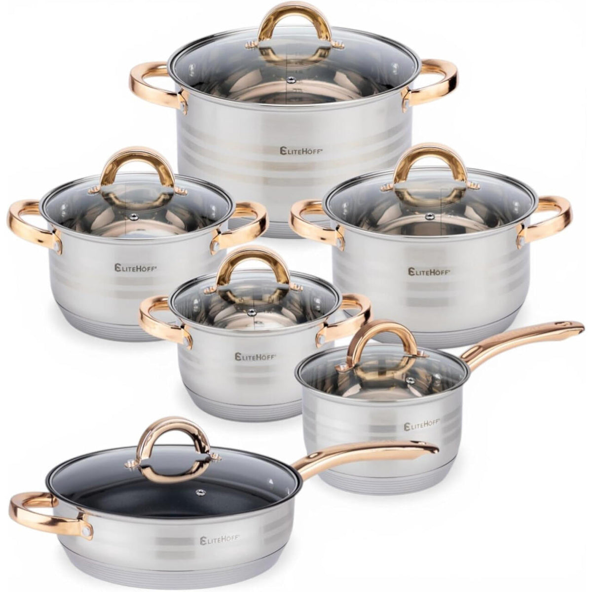 Batería de cocina · 12 piezas acero inoxidable