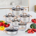Batería de cocina 12 piezas en acero inoxidable · ESENEA